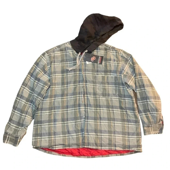Rustic Outfitters Gray Flannel Hooded Shirt Jacket Shacket Chest Pocket Men’s XL - Picture 1 of 7